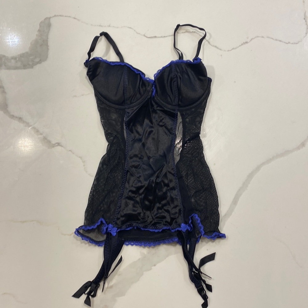 Black Satin and Sheer underwire Lingerie